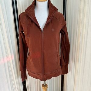 Athleta Brown Bomber Jacket with Zip-Up Closure